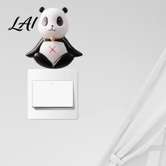 Panda Switch Sticker 3D Light Sticker Cute Decal Easy Peel Funny Yoga Pose Decor & Stick Wall Art for Home Bedroom Living Room Accessory