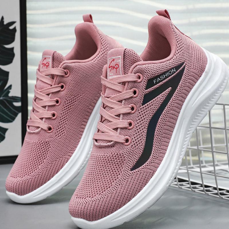 Modne buty damskie na płaskiej podeszwie, sznurowane, z okrągłym noskiem, niskie, nowe, z siateczki, oddychające, lekkie, casualowe, wulkanizowane, casualowe sneakersy