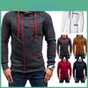 Cozy Men's Autumn Winter Hoodie Hooded Sweatshirt With Drawstring And Full-zip Closure