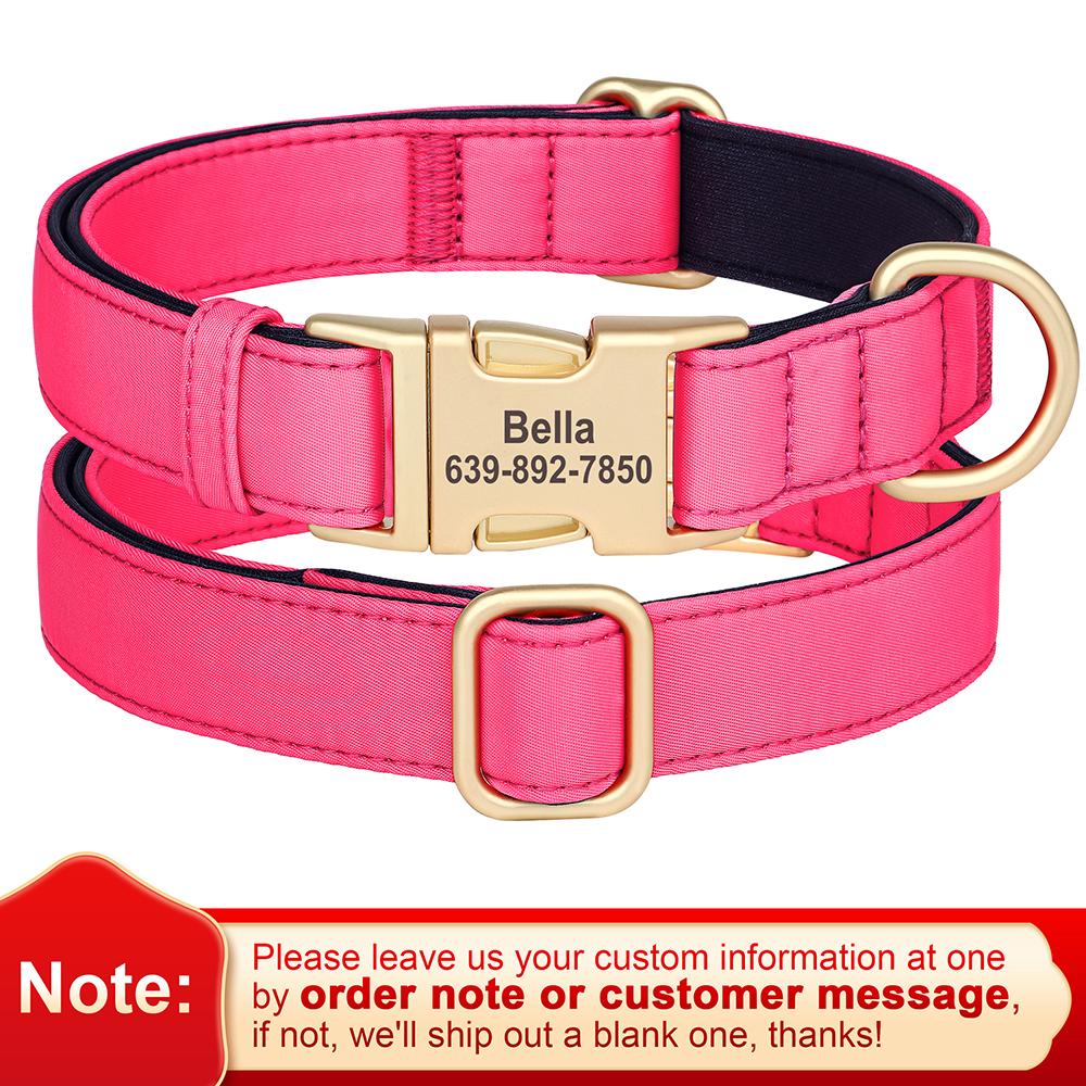 Personalized Nylon Dog Collar Waterproof Pet Collars With Customized Buckle for Small Medium Large Dogs Labrador Free DIY Name