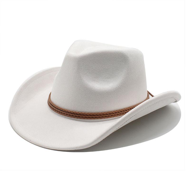Ethnic Style Suede Felt Dress Hat With Wide Brim For Men Women Autumn Winter