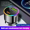 60W Fast Car Charger PD30W QC3.0 Dual Port USB C Car Charger 7 Colors RGB Ambient Light Fast Charging Adapter For Mobile Phone