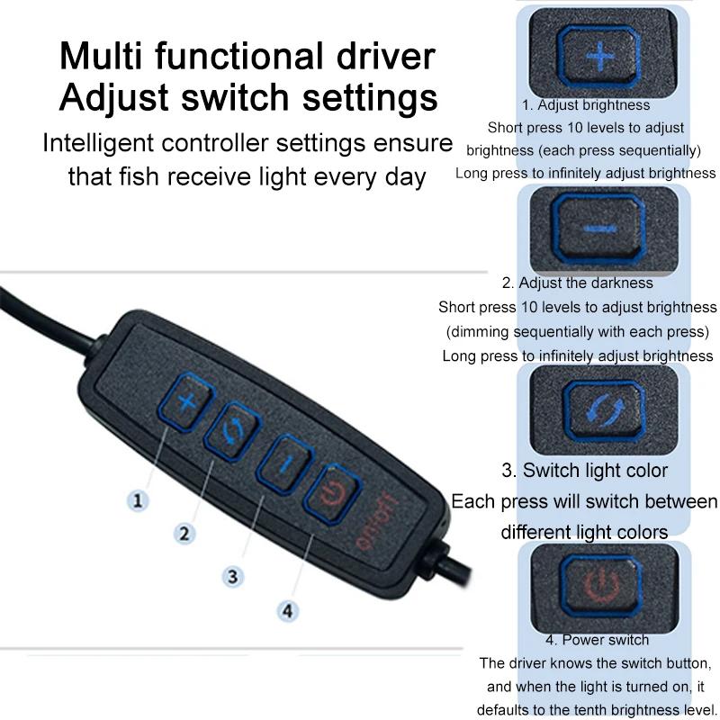 USB Aquarium LED Clip-On Fischbehälterleuchte Klein Vollspektrum 360° Drehung Helligkeit 10-stufige Einstellung Pflanzenwachstumslicht