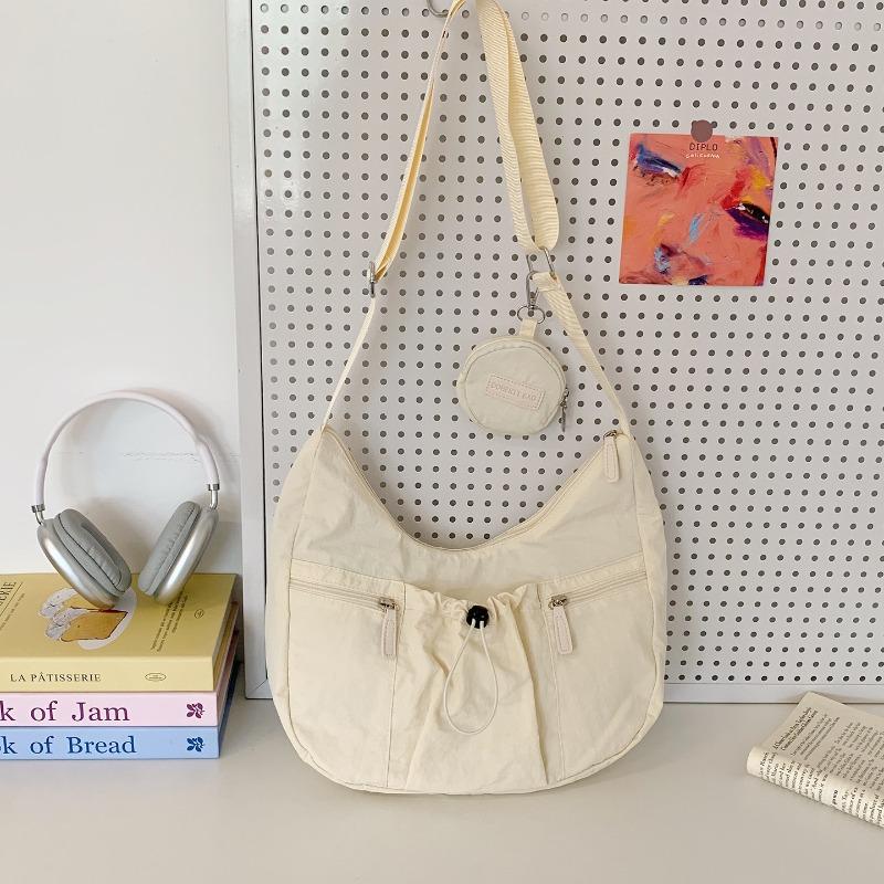 

Складная сумка-мешок на шнурке, легкая, на плечо, женская, летняя, простая, модная, универсальная, повседневная, мессенджер, сумка-тоут белый