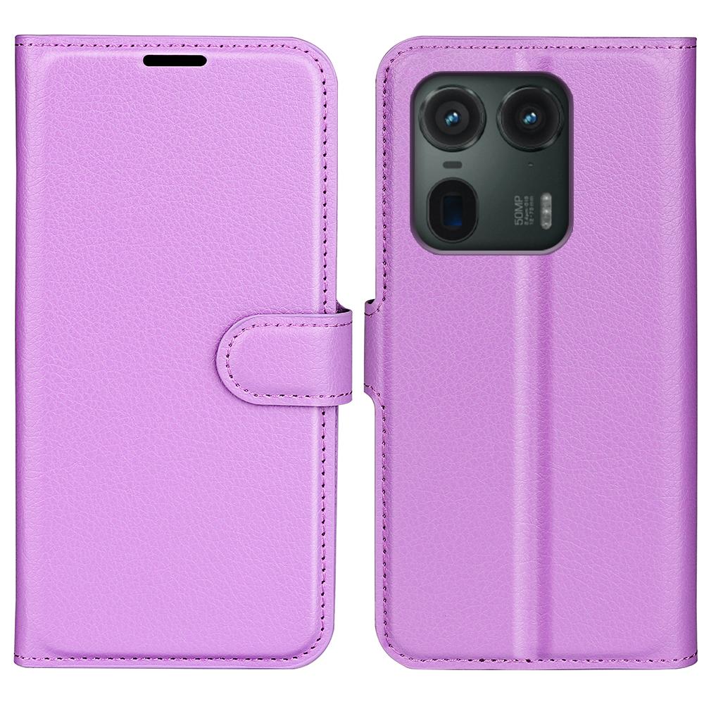 

For Motorola Edge 50 Ultra 5G/Moto X50 Ultra 5G Wallet Case Litchi Texture Leather Phone Cover Purple
