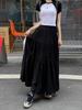 Slim-fitting A-line high waist culottes skirt for women, French style, classic solid color pleated long skirt.