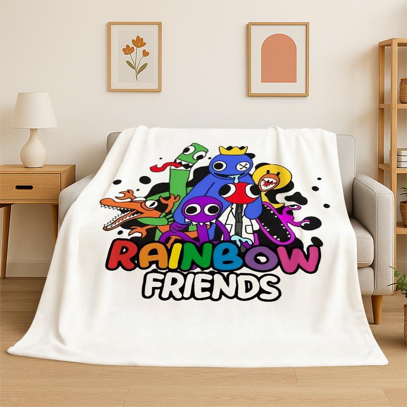 Game R-Rainbow Friends Cartoon Flannel Blanket Soft Warm Throw Blanket for Bedroom Living Room Bed Travel Camping Picnic Kid