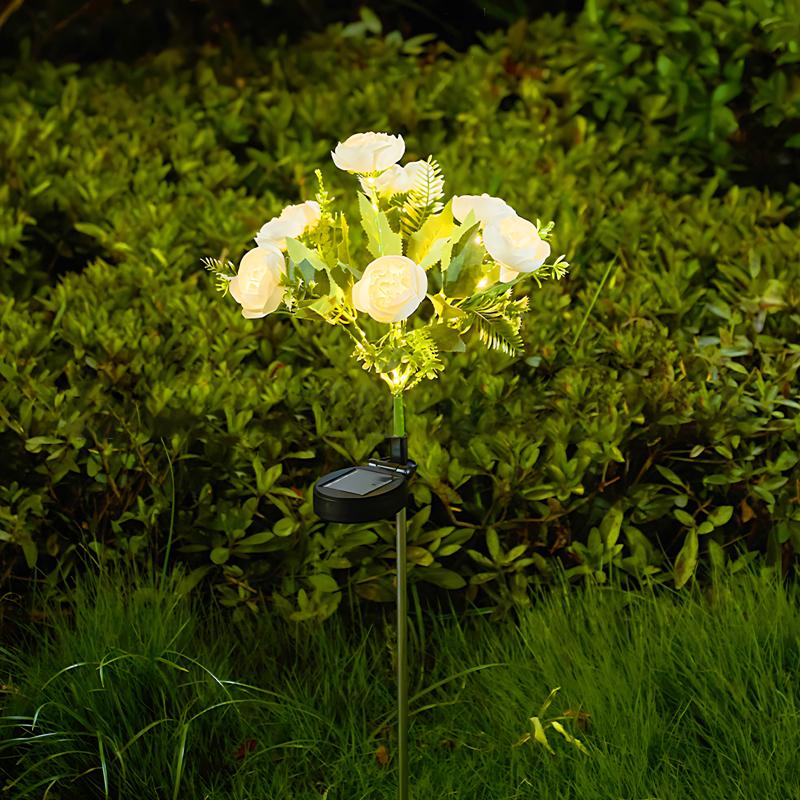 Solar Garden Lawn Lamp Camellia Buds Flower Lantern For Outdoor Yard Patio Flowers Light Holiday Party Solar Lighting Decoration