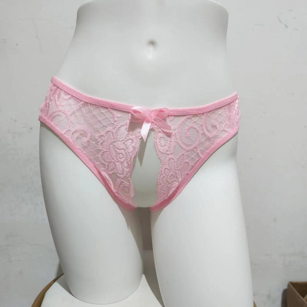 Unisex Lace Open Crotch Erotic Thong - See-through, Low-rise Underwear