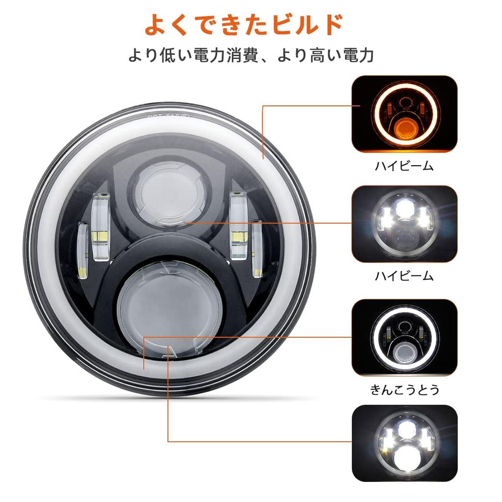 VOSICKY LED Headlights for Jeep JK Projector Headlights with Squid 60W High Conversion Turn Two 7-inch Wrangler, Hi/Lo Rings, Brightness, White/Yellow