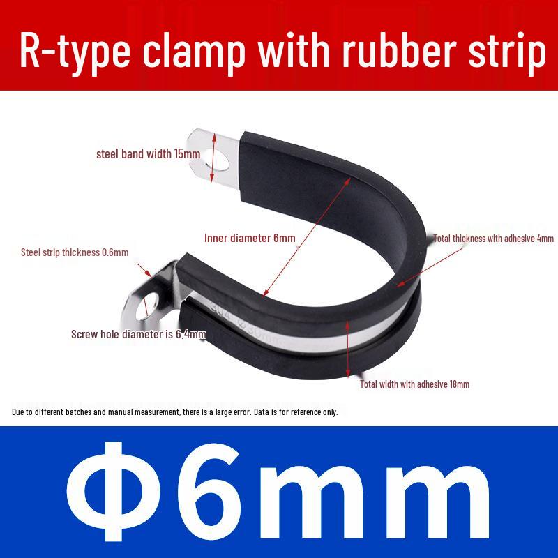 Stainless Steel R-Type Rubber Strip Shock-Absorbing Pipe Clamp