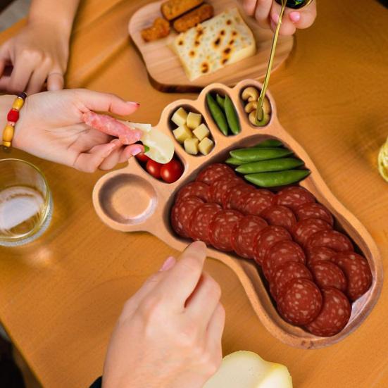 Yousheng Käsebrett Holz Charcuterie-Brett Tierförmige Vorspeisen Serviertablett für Käse Snacks Früchte