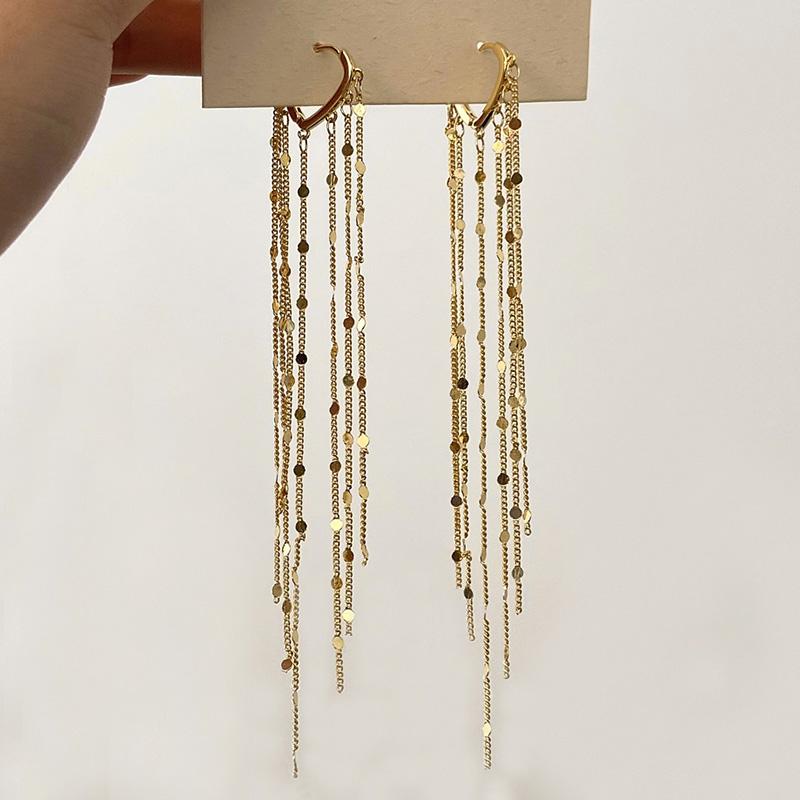 PONYKISS  Серьги-кольца с подвесками-кисточками из стерлингового серебра для женщин Минималистичные Геометрические Изящные Модные Аксессуары