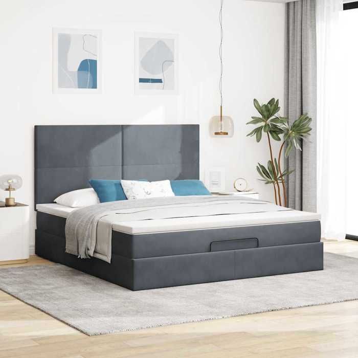 Maison Exclusive - Ottoman Bed Frame with Dark Grey Mattress 180x200cm Velvet