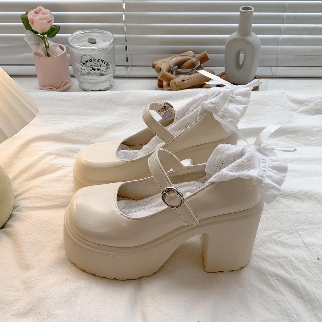 Retro schwarzer britischer Stil dicke hohe Absätze kleine Lederschuhe Damen 2025 neu Sommer Rock Mary Jane hohe Absätze