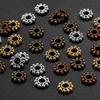 100Pcs/Lot Antique Gold Color Bronze Tone Daisy Flower Metal Spacer Beads Wheel  for Jewelry Making Needlework Accessories