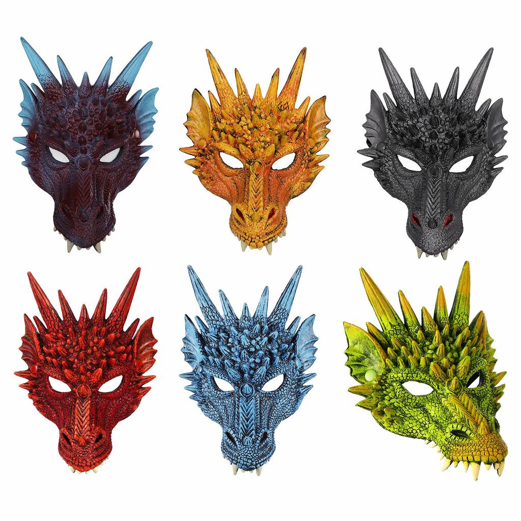 3D-Tier-Drachenmaske für Karneval, Party, Halloween-Requisiten, Horror-Halloween-Drache, Standard-Erwachsene, einzigartige Skulptur, Neujahrsparty