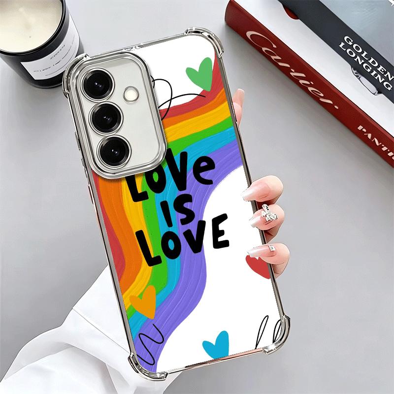 LGBT Rainbow Love Is Love Plating Phone Case For Samsung A17 A07 A37 A57 A16 A56 A15 A55 A14 A54 A13 A53 A26 A36 A25 A35 A24 A34