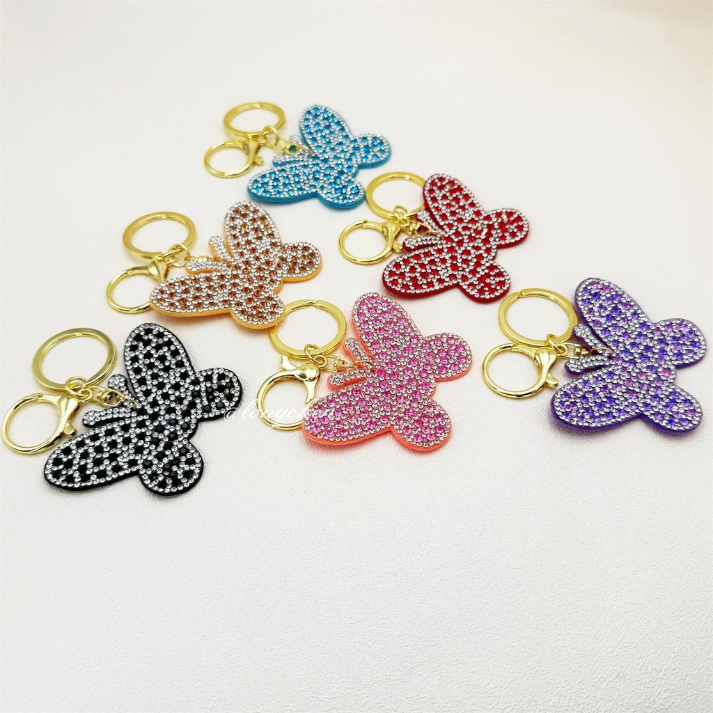Rhinestone Butterfly Keychain and Bag Charm - Elegant Pendant and Car Hanging Ornament