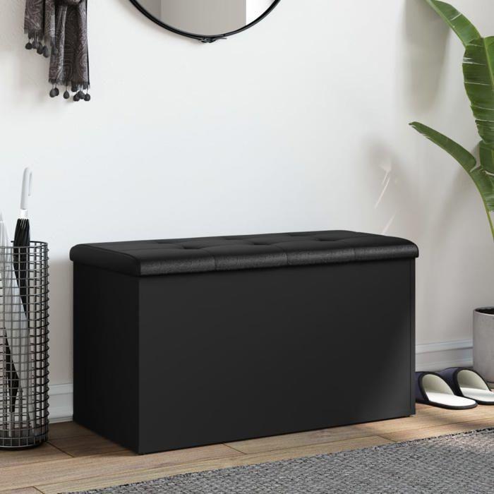 VidaXL Storage Bench, Storage Chest with Cushion, Organizer for Clothes Toys Hallway Living Room, Modern, Black 835048