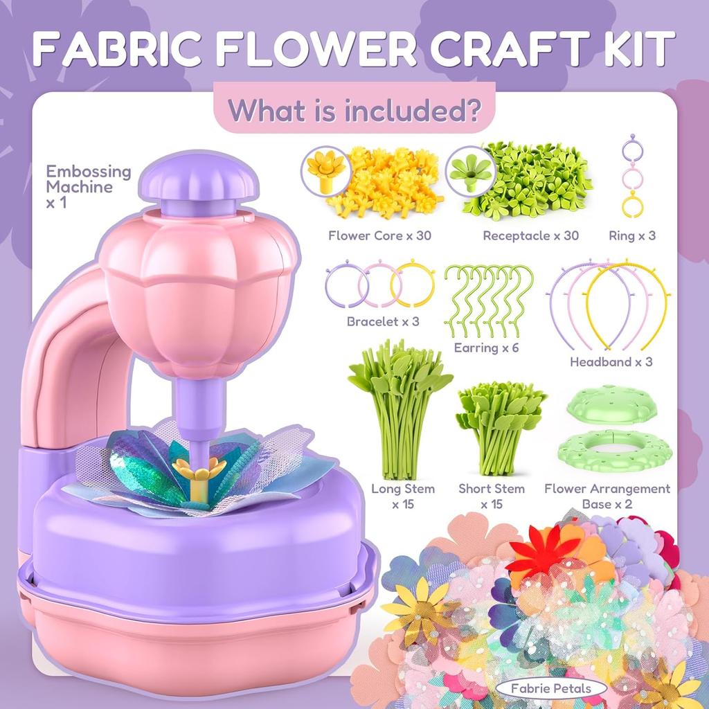 Girls Toys Fabric Flower Bouquets DIY Craft Kits Educational Handmade Flowers Kids Toys For Halloween Christmas Gifts