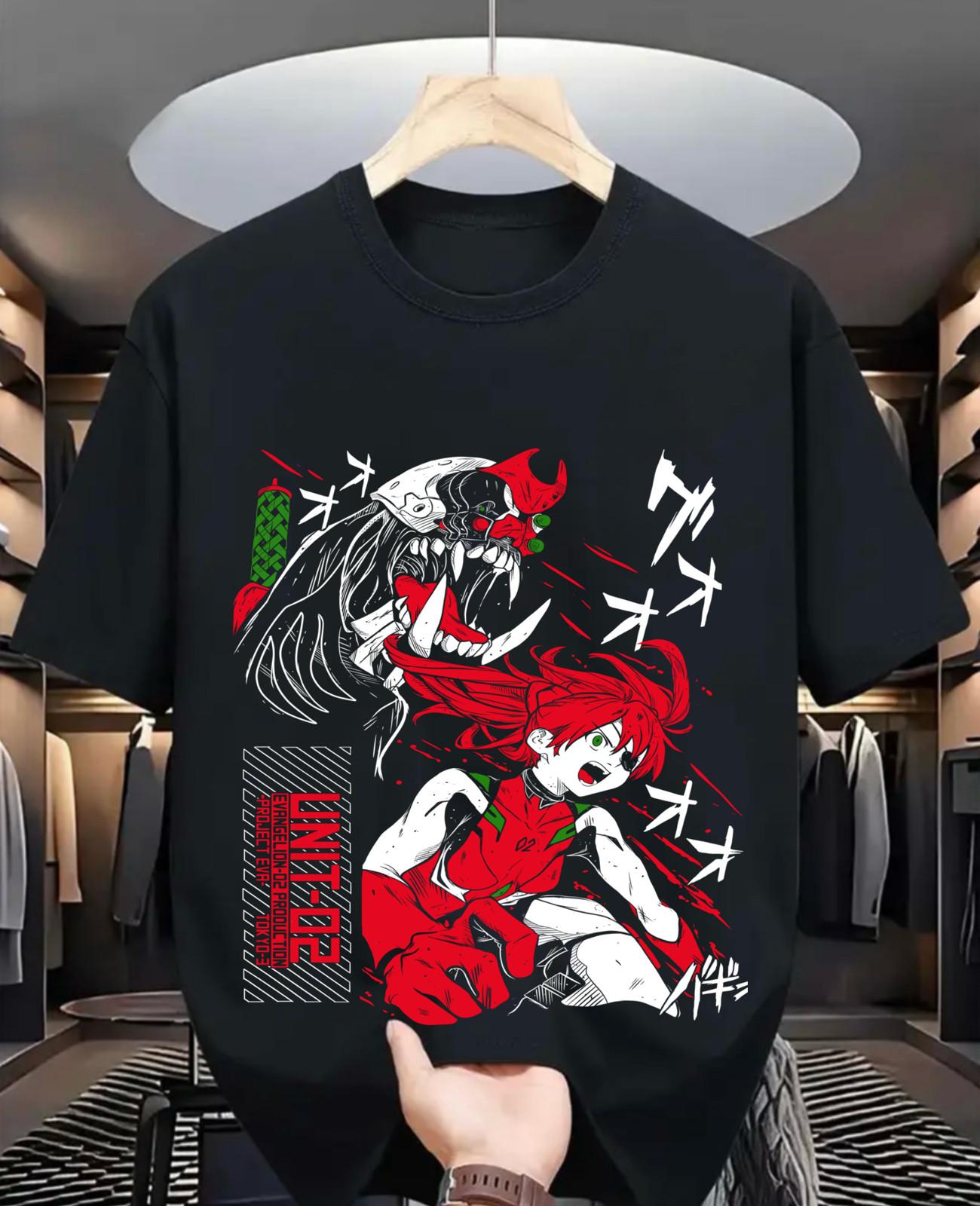 Neon Genesis Evangelion T-Shirt Mens Womens Tees Top Rei Misato Asuka ANIME Waifu Shinji Black Shirt L
