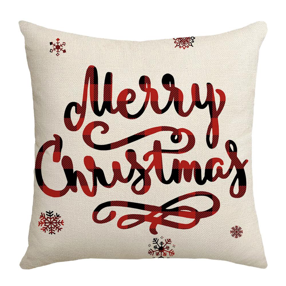 Autumn and Winter Red and Black Checkered Letter Pillow Cover Digitally Printed Pillow Pillow Cover Home Cushion Cover