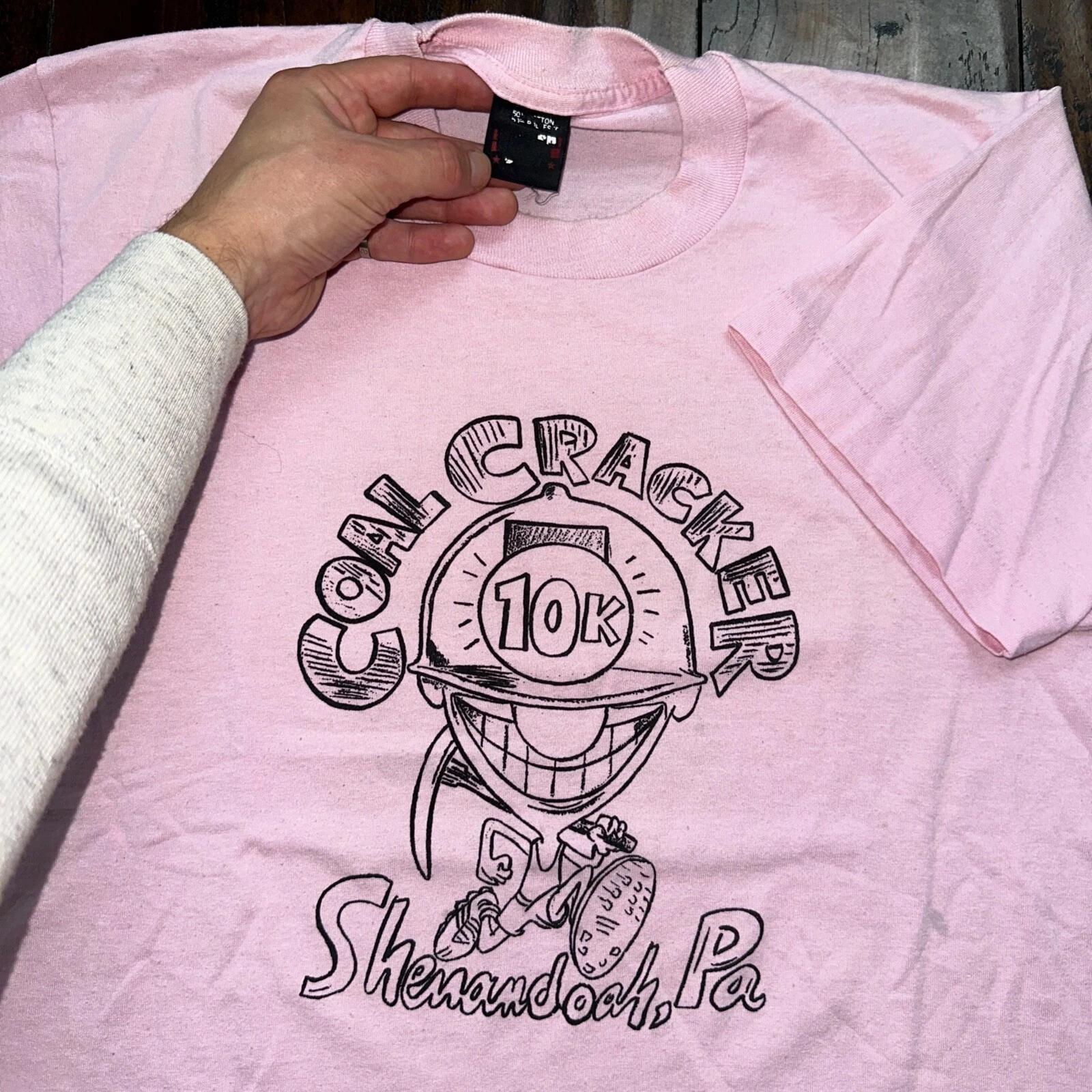 

Coal Cracker Shenandoah Pennsylvania Vintage T Shirt PA NYC Pink Funny Marathon L