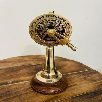 15.24 Cm Brass Ship Telegraph Model for Home Decor, Handmade Brass Ship Engine Room Telegraph Nautical Both Side Ring Bell Top Home Decor