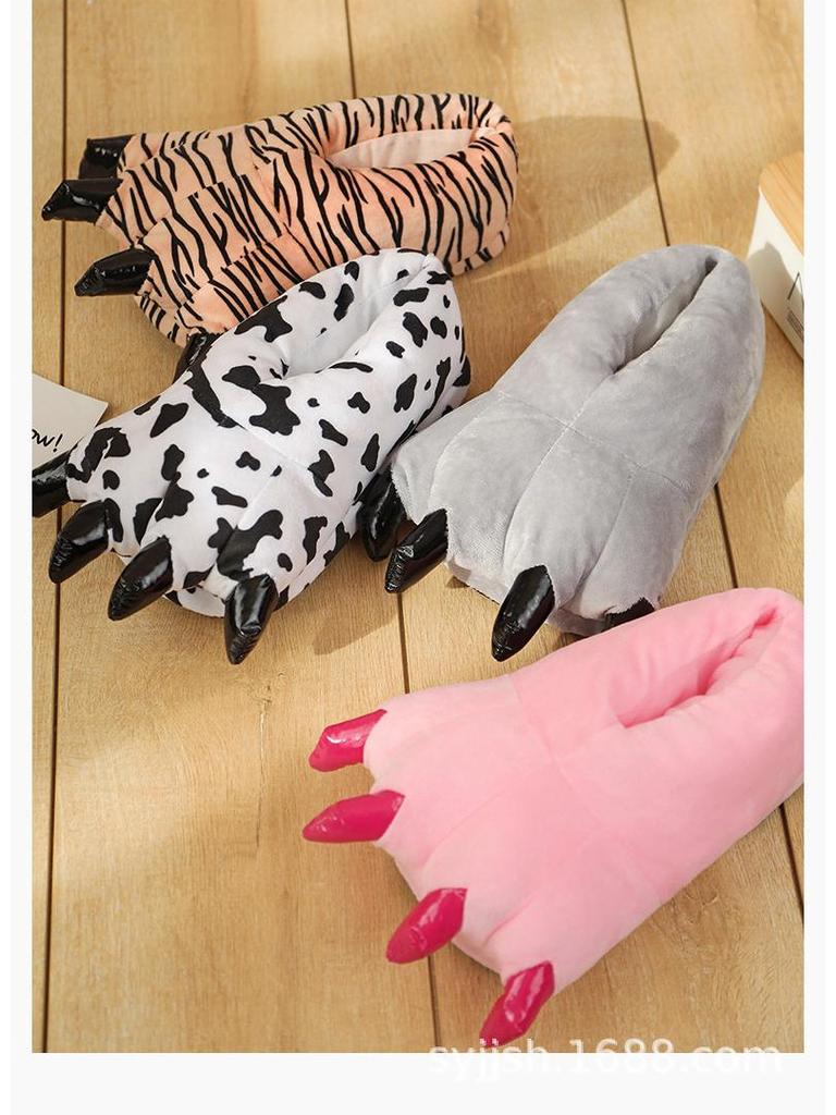 Kreativní bavlněné pantofle s dinosauřími drápy - Útulné zimní plyšové pantofle inspirované anime pro muže a ženy