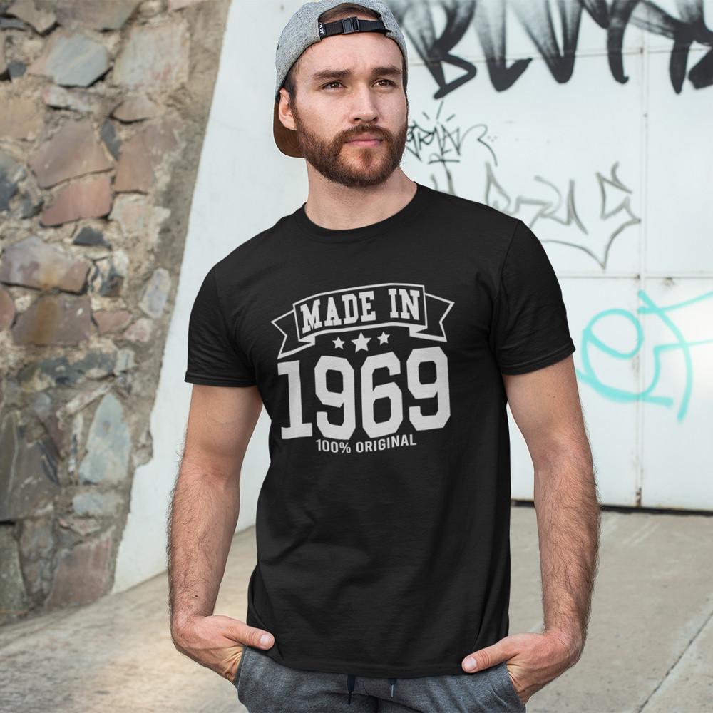 MADE IN 1969 T-SHIRT - birthday 1960s 60s gift dad mom vintage year birth date Unisex T-Shirt XXL