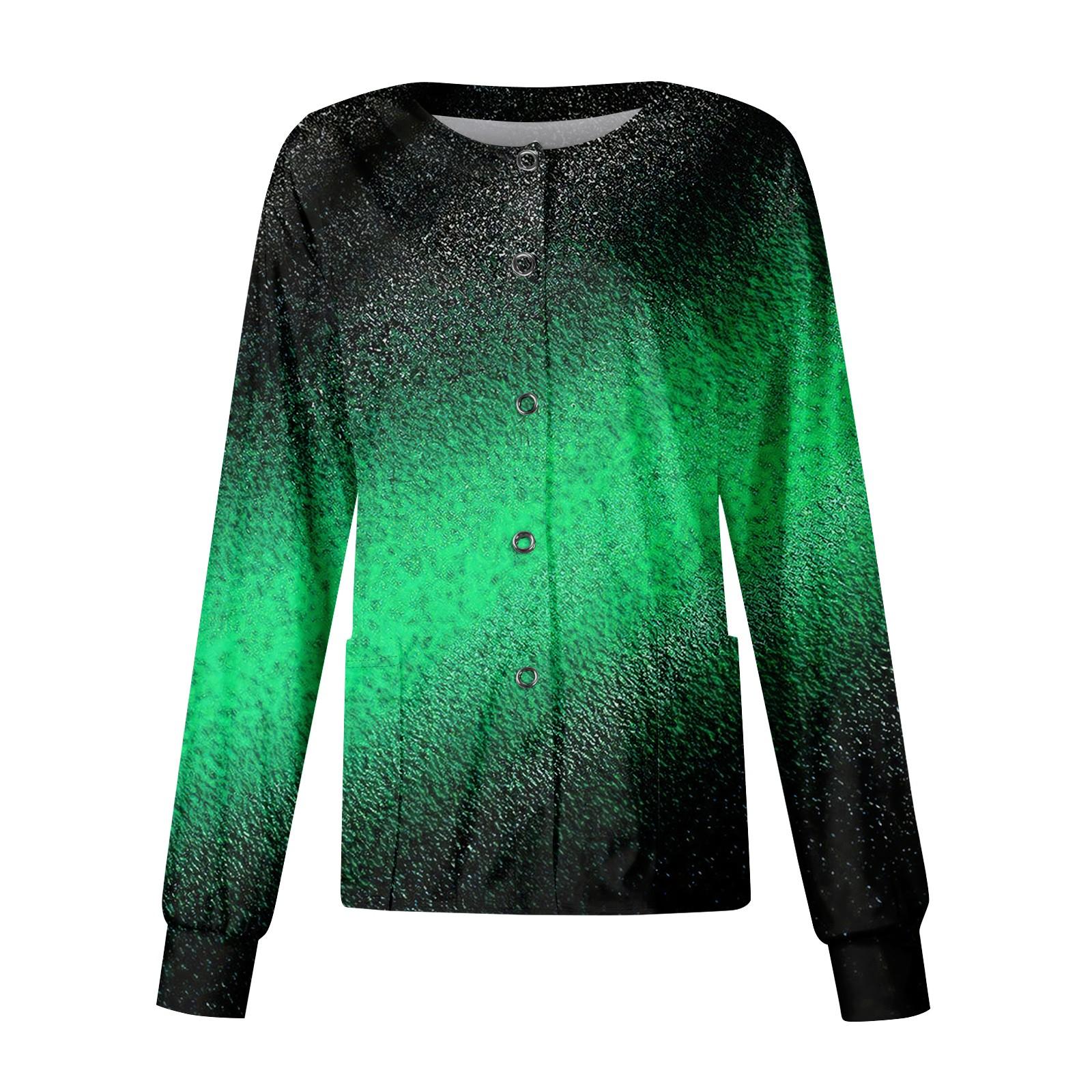 

Женский повседневный однобортный однобортный кардиган с длинным рукавом и принтом, рабочая одежда, топ XXXXL зелёный