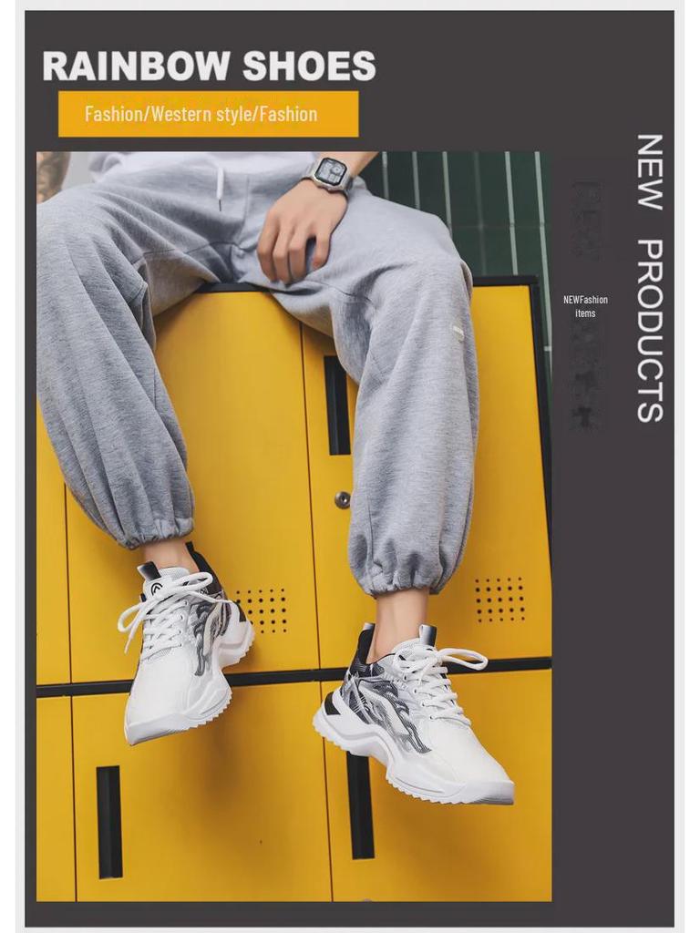 2024 Men's Breathable Mesh Sneakers - Thick-Soled, All-Match Running Shoes for Teens