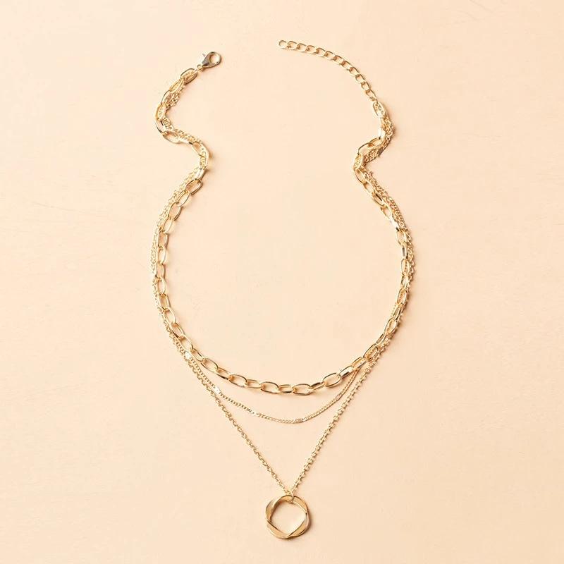 

Multilayer Pendant Necklace on Neck Chain Women Crystal Zircon Heart Star Charm Layered Necklace Vintage Female Neck Jewelry