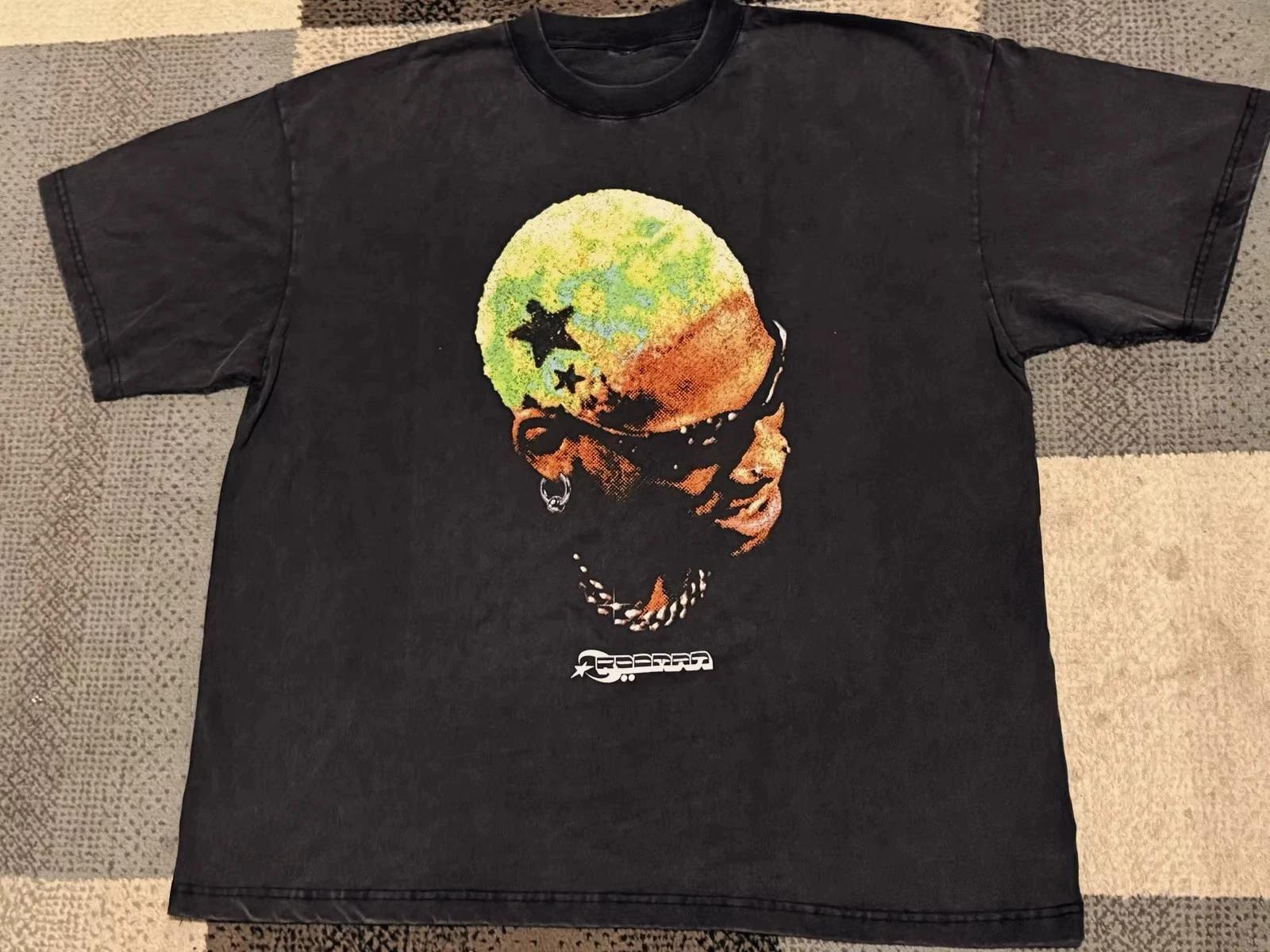 Dennis Rodman Face Graphic T Shirt Mens Y2K Vintage Style Streetwear Tee S-3XL 2XL
