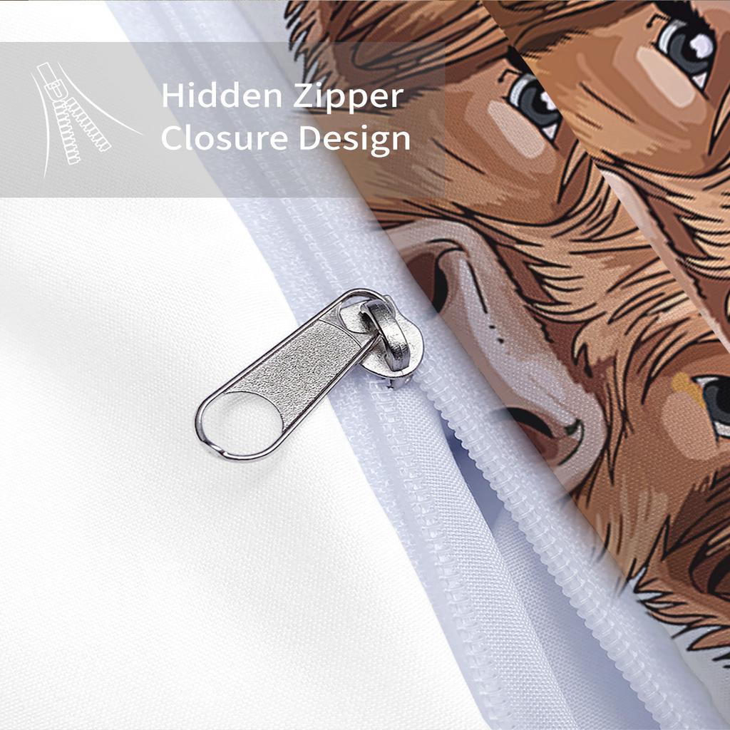 3-teiliges Weihnachten Highland Kuh Druck Kernloses Feiertags-Bettwäscheset Weich Bequem Schlafzimmer Wohnheim Mehrere Größen Maschinenwaschbar