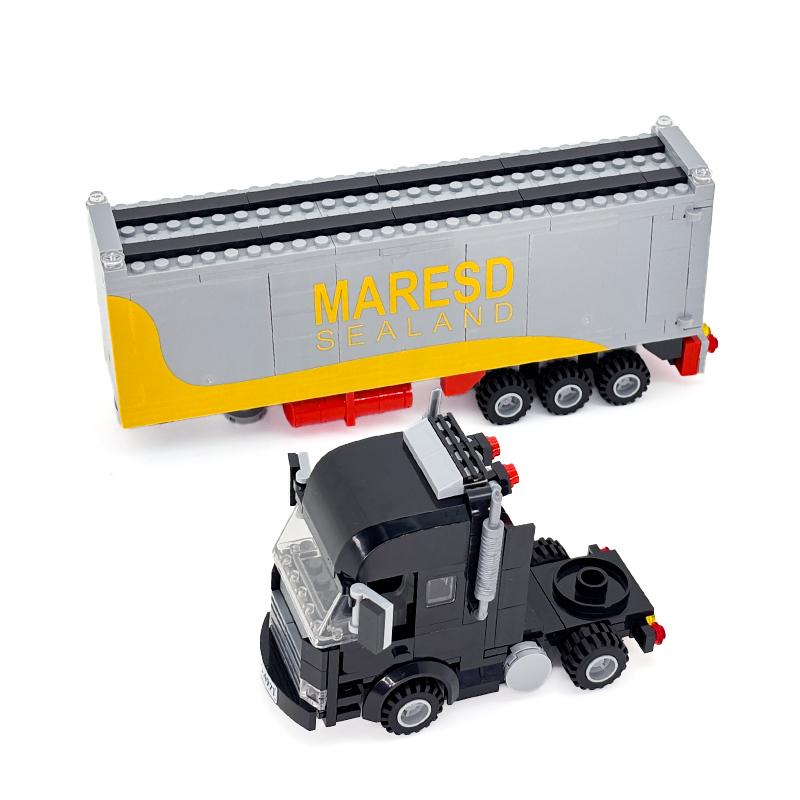 Fahrzeug Stadt Schwerlast-Container-LKW Bausteine, Sattelzug-Frachtmodell, Logistik-Transport-LKW Konstruktionsspielzeug Geschenk