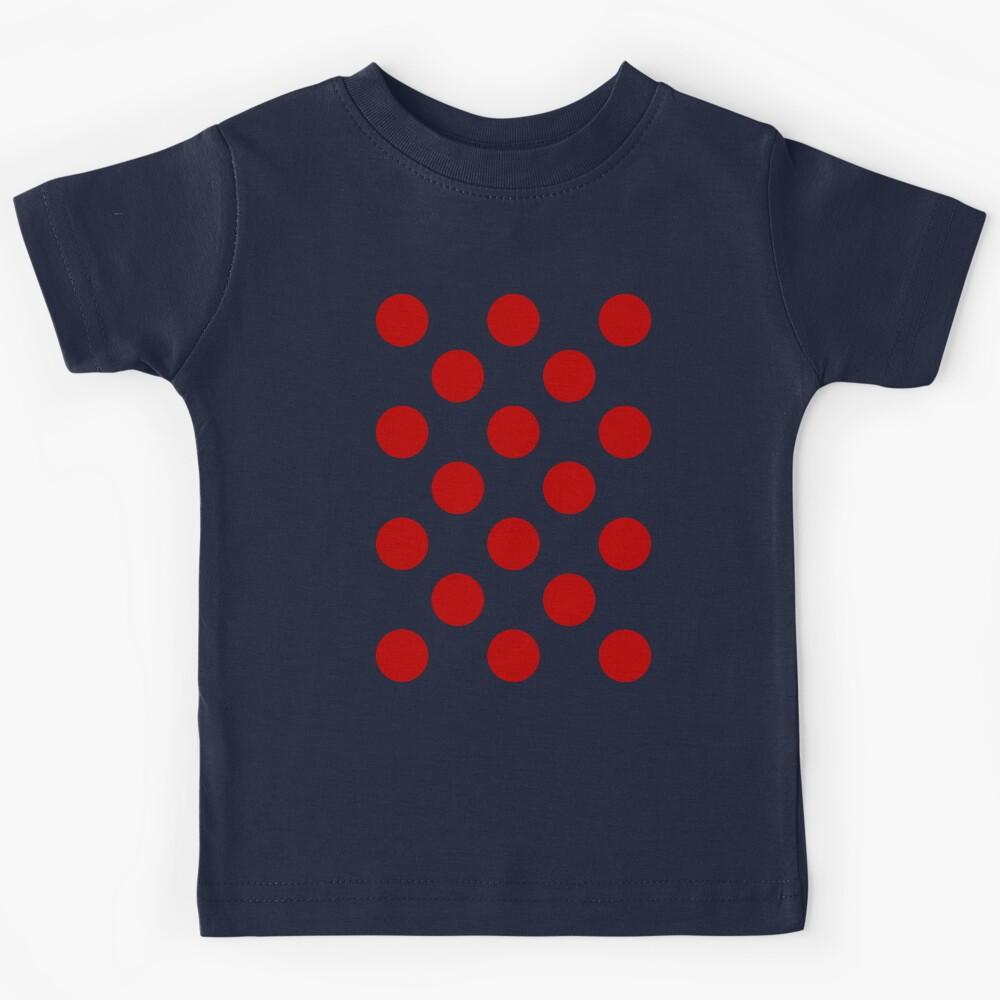 Red Polka Dots on a Black Background, Flamenco Style Kids T-Shirt 160