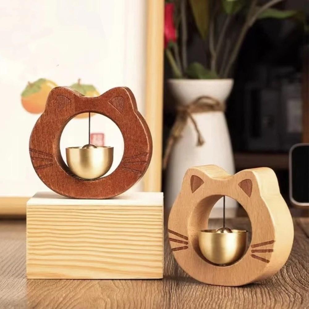 Wall Hanging Cat Wooden Doorbell Solid Wood Door-sucking Doorbell Entrance Chime Apartment