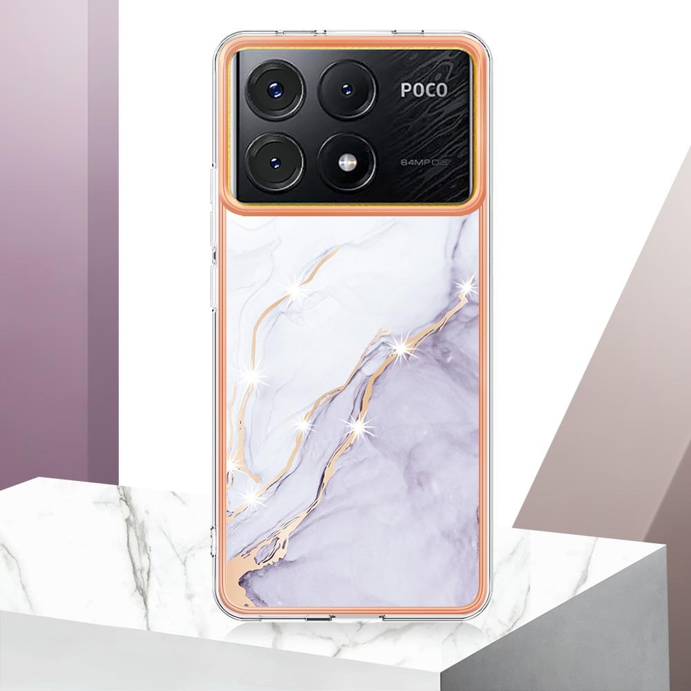 For Xiaomi Poco X6 Pro 5G/K70E 5G TPU Case with IMD Marble Pattern Electroplated Back Cover