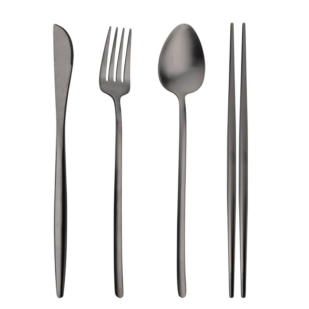 4/8/12/16 Pcs Gold 18/10 Stainless Steel Cutlery Flatware Set Matte Dinnerware Set Knives Fork Spoons Chopsticks Tableware Set