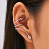JWER New Exquisite Rhinestone Shiny Zircon Snake Earrings Stud for Ladies Girls with Ear Clip Trendy Street Party Zircon Gifts