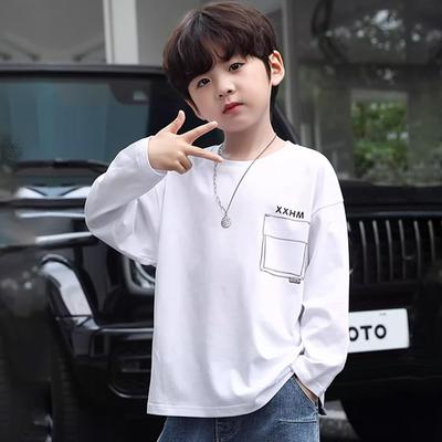 Jungen T-Shirt, Langarm-Kinder-Unterhemd für Frühling und Herbst, Baumwoll-T-Shirt