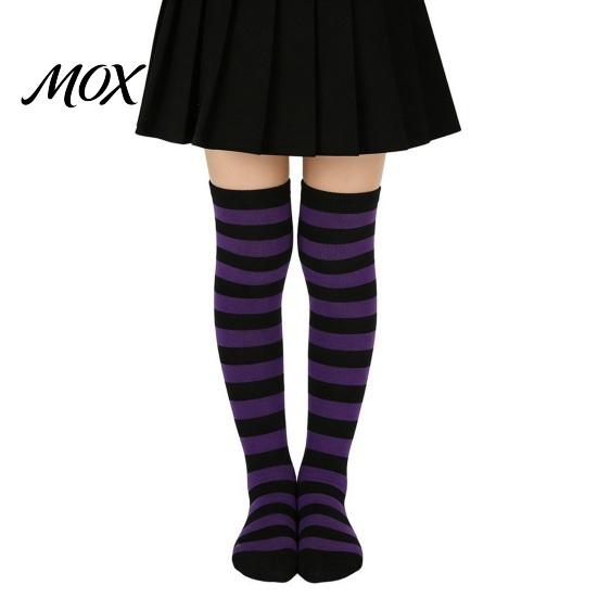 Comic-Ausstellung Outfit Accessoires Gestreifte Oberschenkelhohe Socken für Damen Mädchen, Über dem Knie Strümpfe, Mode Festlich Winter Strumpfwaren Weich Dehnbar