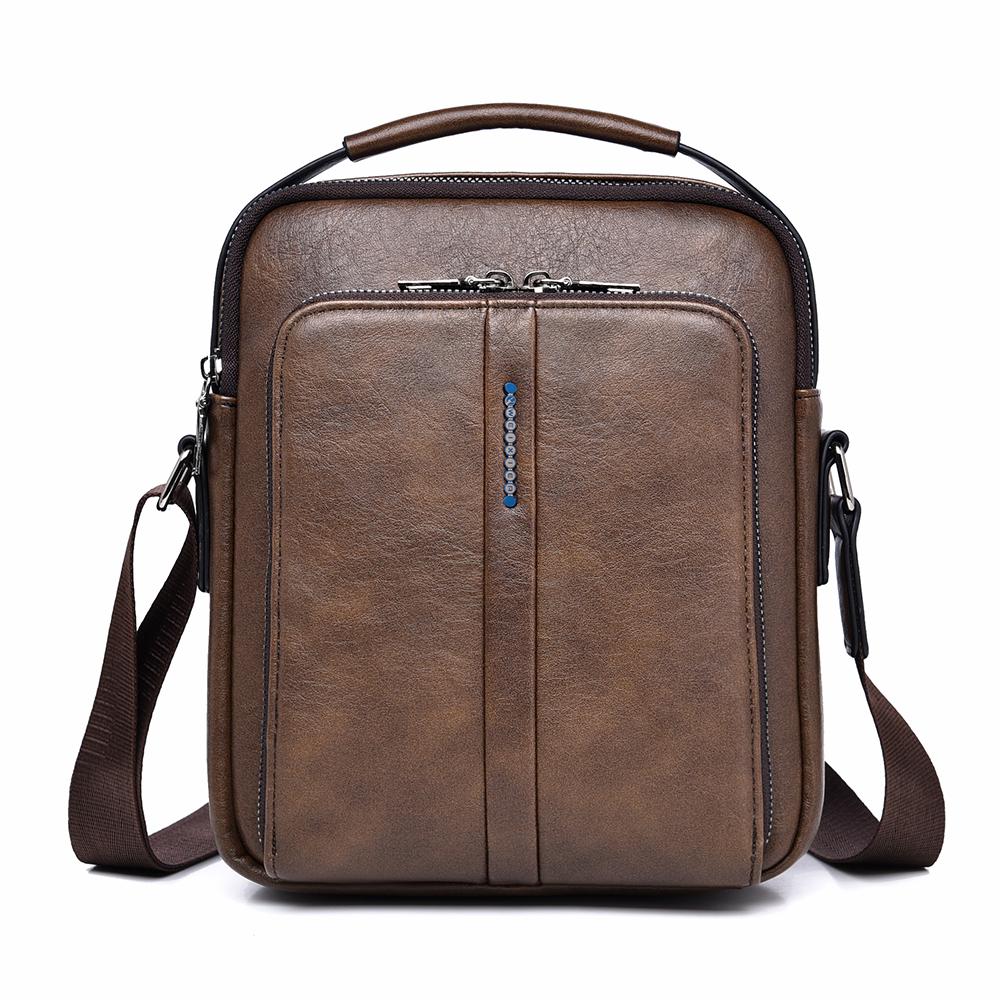 WEIXIER Men's Leather Crossbody Shoulder Bag Waterproof Messenger Sling Satchel Bag for Work Business Travel
