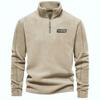 Men's Fleece Warm V-neck Zipper Sweatshirt  Outdoor Sports Coats Pullover Men's Casual Outwear