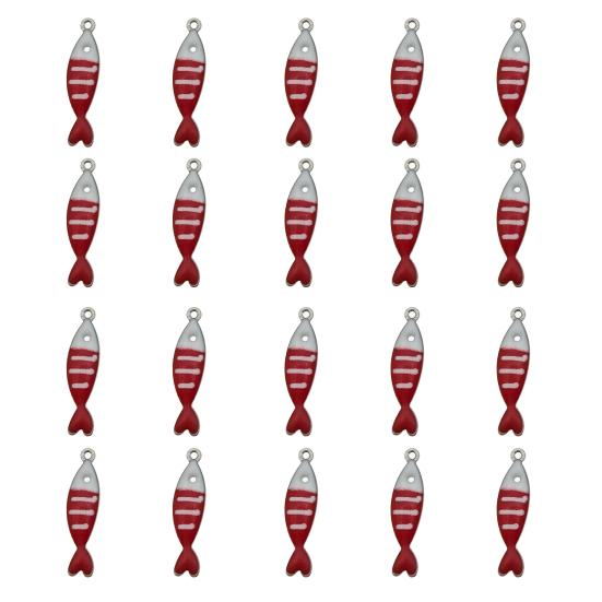 20Pcs Enamel Fish Charms Stainless Steel Fish Pendants Double-sided Striped Mini Fish Charms for DIY Jewelry Making Earring Necklace Bracelet Keychain