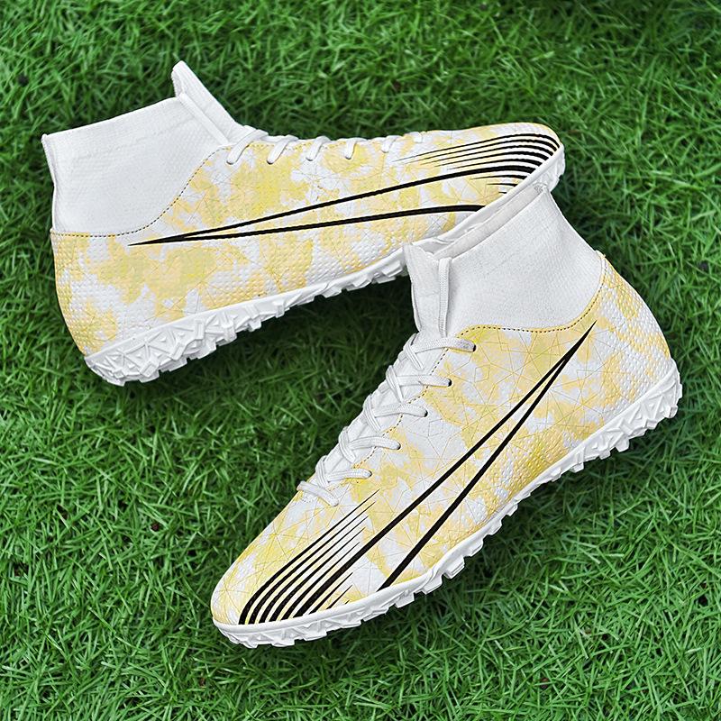 Spike football shoes children's leather feet sneakers men's boots high top large size 4 sneakers