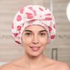 Waterproof Double-layer Bath Cap Polka Dots Hair Care Hat Practical Shower Cap  Travel