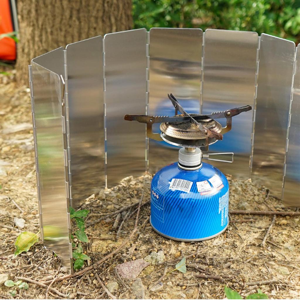 10 Plates Aluminum Alloy Camping Stove Windshield Alcohol Stove Windscreen Folding Burners Windshield with Storage Bag